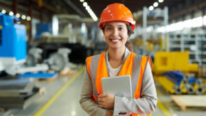 woman wearing hardhat